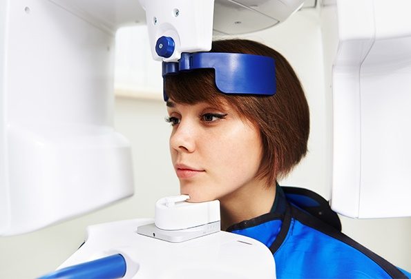 Woman receiving CT scan