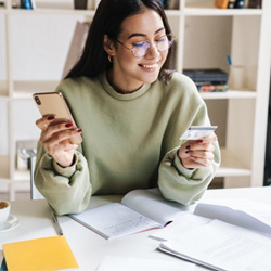 Woman using a credit card