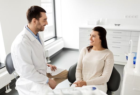 Woman at dentist for teeth whitening in Everett