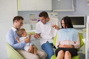 Family seeing dentist.